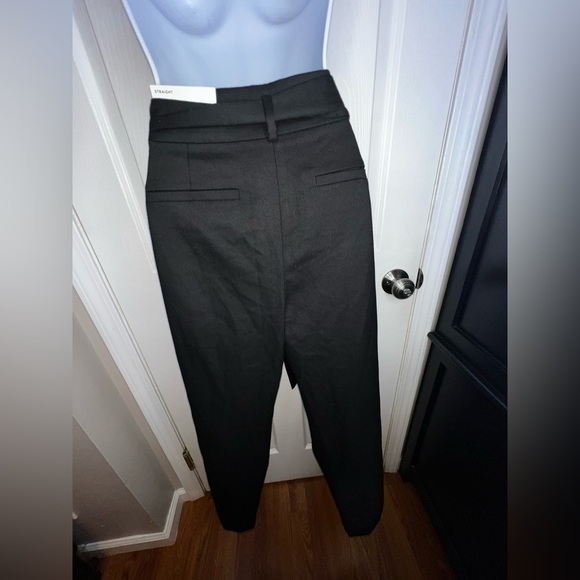 NWT Loft Women’s 6 Black Knit Straight Leg Mid Rise Trouser Dress Pants S Belt - Picture 12 of 12